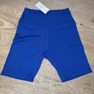 NWT New With Tags LA Society Womens Royal Blue Ribbed Biker Shorts Workout Small